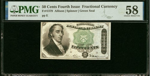 FR# 1379 Fractional Currency 50c Rare 1869 United States Fourth Issue PMG ChAU58
