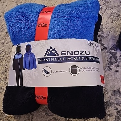 Snozu Infant 2-piece Fleece Set, jacket and snowsuit, Blue nwt 9/12 MONTH 
