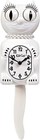 White Retro Silent Wall Clock with Eyelashes & Wagging Tail – Vintage Decor