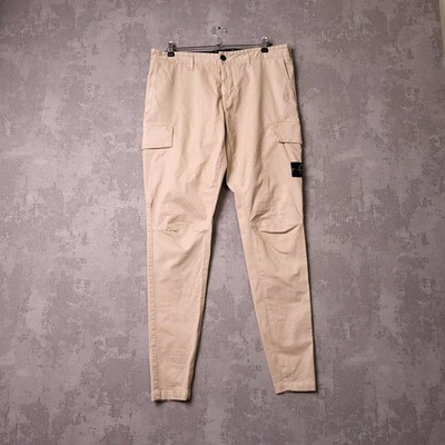 Stone Island Cargo Hose Herren W38 L32 Skinny Beige Kompass Patch Logo