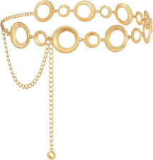 Gold Silver Waist Chain Belt for Women,Fashion Metal Adjustable Chain Belts for