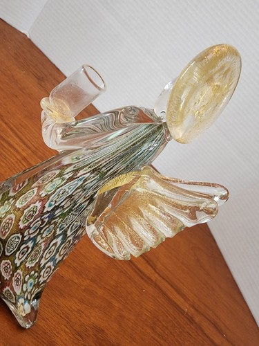 Murano Millefiori Art Glass Gold Dust Angel Candle holder Italy 8"tall MINT! - Picture 10 of 11