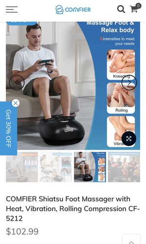 Masajeador de pies COMFIER Shiatsu con calor, vibración, compresión rodante CF-5212 - Imagen 10 de 10