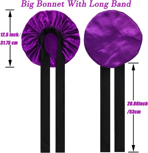 3 Stück Seidenhaube zum Schlafen, Haarhauben mit Bindeband Satin Set_A  - Bild 2 von 7