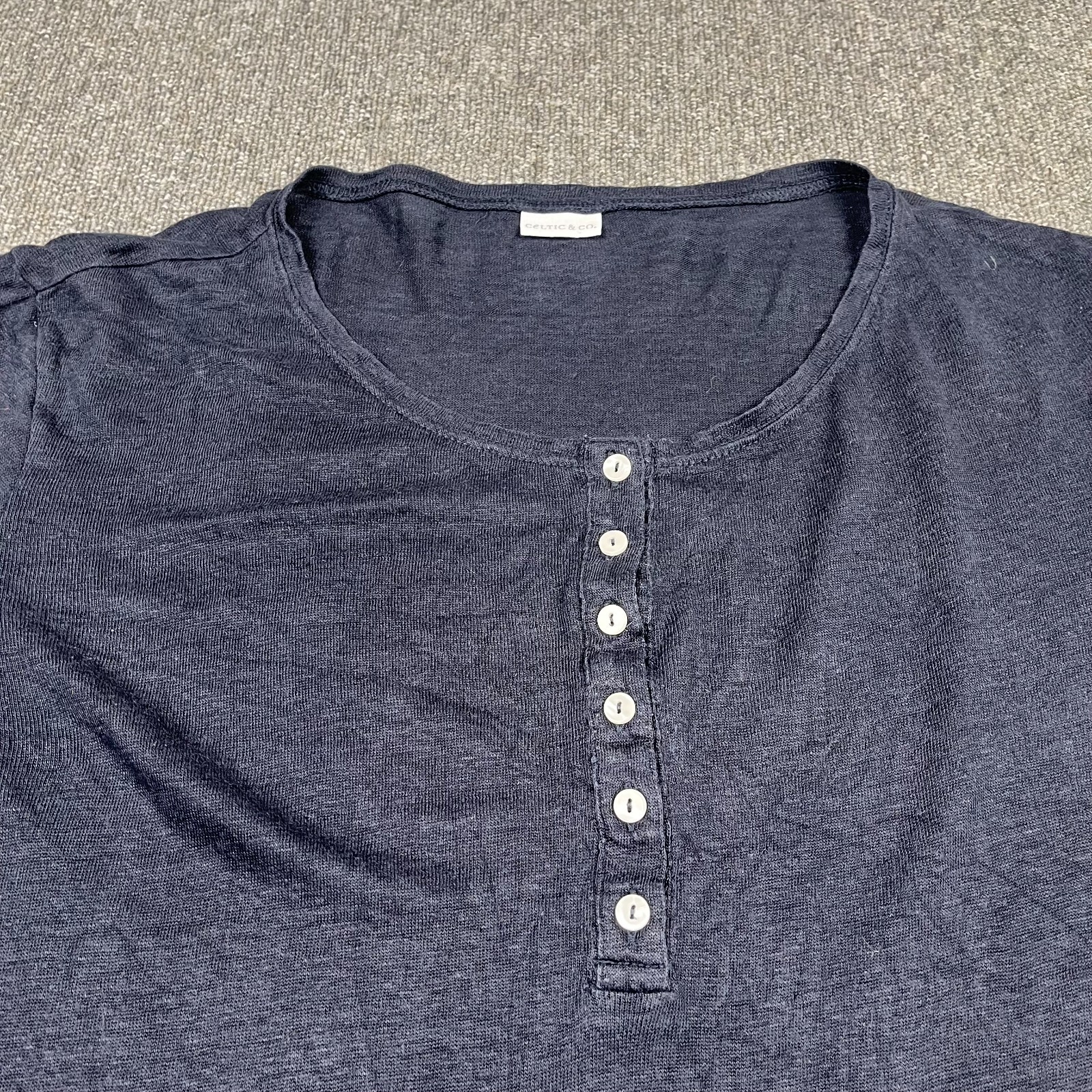 Celtic & Co Top Womens 18 Navy Linen Long Sleeve … - image 10