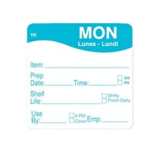 Daymark 1143681 Tough Mark 2" x 2" Monday Shelf Life Label