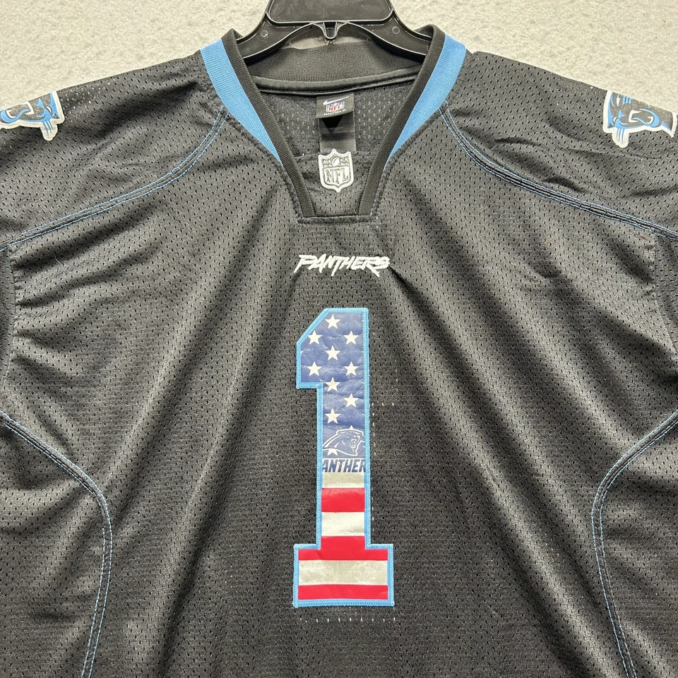 Camiseta deportiva negra grande para hombre Carolina Panthers Cam Newton #1 Nike NFL On Field Foto 4 de 4