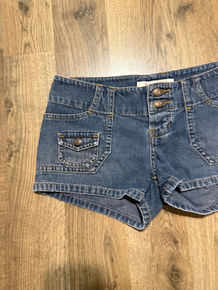 Pantalones Cortos Abercrombie & Fitch, Para Mujer Talla 00, Azul, Denim, Informales, Tiro Bajo Foto 3 de 4