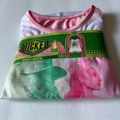 GIRLS DORM WICKED GLINDA ELPHABA GIRLS NIGHTGOWN PINK GREEN SIZE GIRLS 8 NWT - Picture 2 of 8
