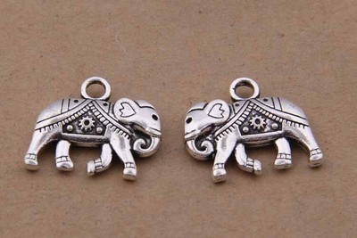 10/25PCS Antique Silver ELEPHANT Charm Pendant, 2 Sided Animal Charms JHS855