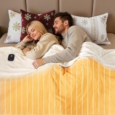 WOOMER Heated Blanket Full Size 77'' x 84'', Electric Blanket with 0.5-12 Hours...