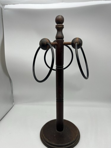 Vintage Three Ring Wooden Hand Towel Holder - 17" tall - Picture 8 of 10