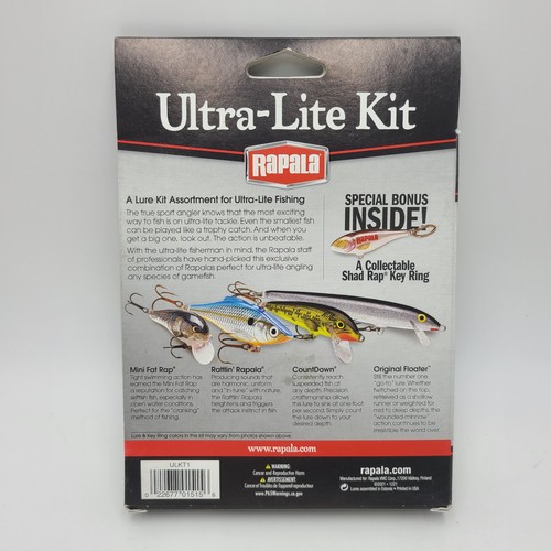 Rapala ULKT1 Ultra Lite Kit 4 Cebos Plus Shad Rap Llavero Nuevo - Imagen 2 de 3