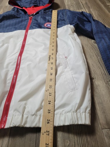 Marvel Captain America Mens Small Red White Blue Zipper Windbreaker Coat Jacket - Picture 6 of 7