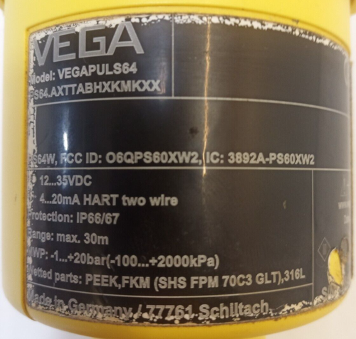 VEGA VEGAPULS 64 PS64.AXBXXCHXKMXXX, 35V, 4 bis 20mA, 2bar, Radarsensor Sensor - Bild 6 von 6