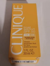Clinique Mineral Sunscreen Fluid for Face SPF 50 1 fl oz - nib Free Shipping 