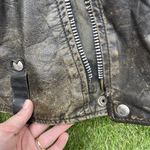 Chaqueta de cuero Brooks para hombre 40 vintage años 70 negra motociclista carreras años 90 - Imagen 9 de 19