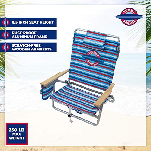 SILLA DE PLAYA PLEGABLE PLANA CLÁSICA DE 5 POSICIONES TOMMY BAHAMA - RAYAS - Imagen 5 de 5