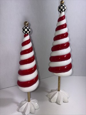 MacKenzie-Childs Peppermint Candy Swirl Christmas Trees Holiday Decor