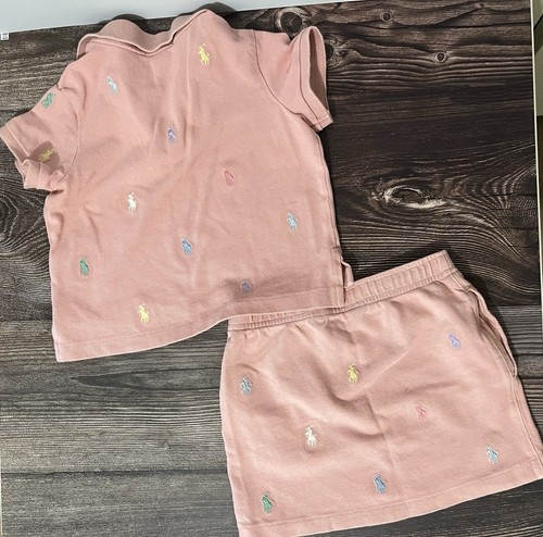 Polo by Ralph Lauren Pink Cropped Polo matching Set: Shirt & Skirt 4T Multicolor - Picture 7 of 11