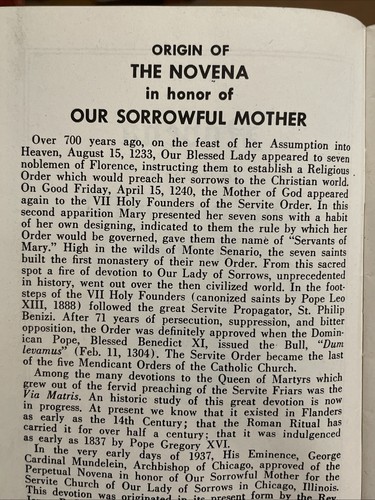 James R. Keane O.S.M.: Novena in Honor of Our Sorrowful Mother; Servites, 1953 - Foto 7 di 20