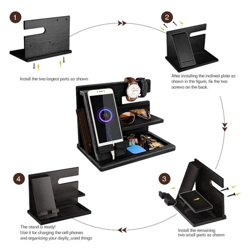 Geschenk Herren Geburtstag Dockingstation aus Holz für Smartphone Halterung - Bild 10 von 24