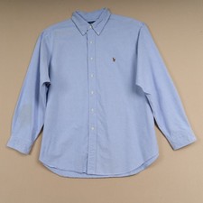 Polo Ralph Lauren Shirt 18 34 35 Blue Button Down Cotton Oxford Classic Fit SPOT