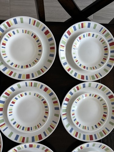 21 Corning Corelle MEMPHIS Dinner Plates (10) & Bread Dessert Plates (11) - Picture 3 of 22