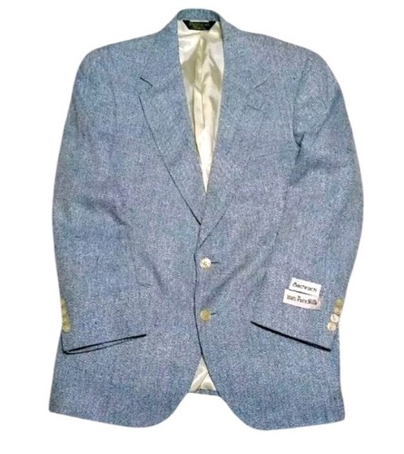 VTG BACHRACH Men's Sport Coat Blazer Jacket Sz 40 Herringbone 100% Silk USA NEW - Picture 1 of 13