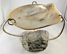 MOTHER OF PEARL SEA SHELL  DISH  TRAY PLATE COMPOTE SOAP DISH JEWELRY HOLDER VTG