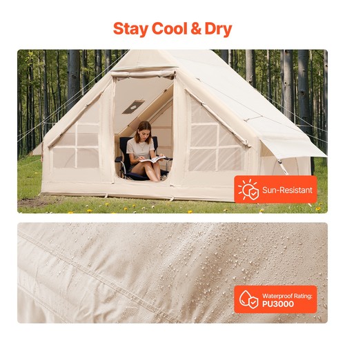 Inflatable Tents for 3-5 Person Camping Tent Blow Up Tent w/ Pump & Stove Jack - Picture 4 of 12
