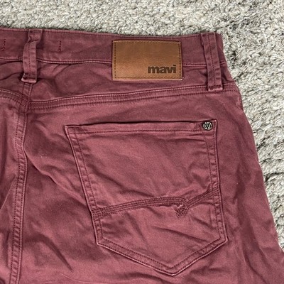 Mavi Zach Straight Leg Jeans Mens 33x30 Burgundy Red Denim Cotton Stretch Pant
