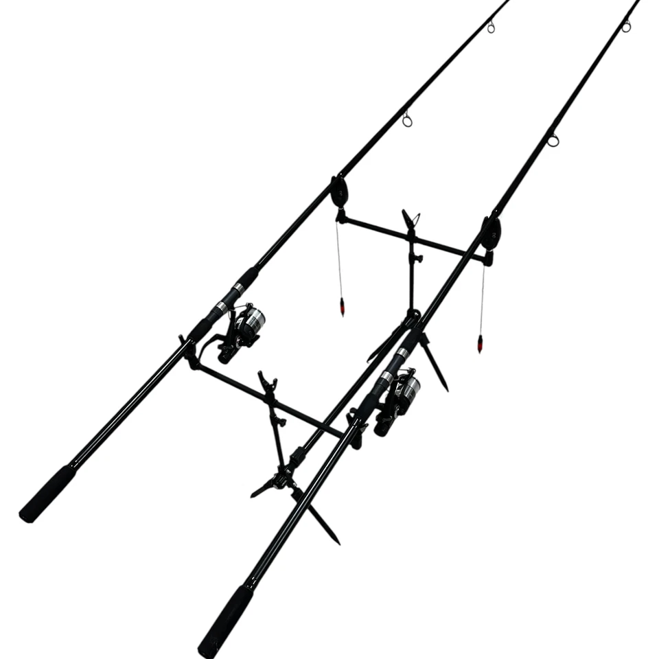 Angelset Karpfen 2 Ruten 2 Freilaufrollen Rod Pod Bissanzeiger Komplettset - Bild 2 von 4
