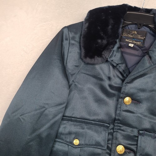 Giacca uomo vintage come nuova pile dorato 36 tessuto titanio industriale USA verde scuro - Foto 14 di 16