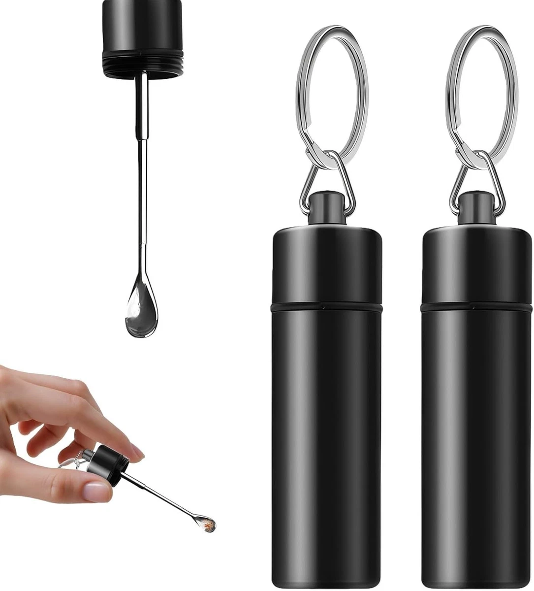 2 Pcs Sealed Snuff Bottle with Telescopic Scoop, Waterproof Portable Container f