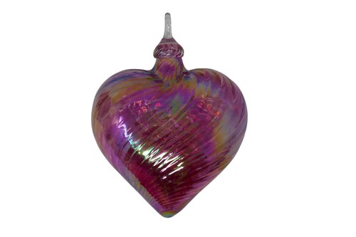 Glass Eye Studio Seattle Handmade Iridescent Rainbow Swirl Heart Ornament - Picture 7 of 13