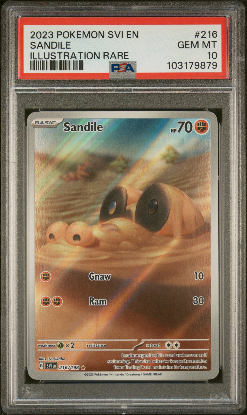 2023 POKEMON SVI EN-SCARLET & VIOLET ILLUSTRATION RARE #216 SANDILE PSA 10 - Main Image