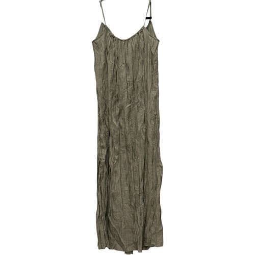 Maxi Vestido J.Crew Arrugado Abertura Lateral MIDI Natural Verde Pálido Talla XS Solero - Imagen 4 de 8