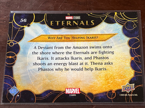 2023 Upper Deck Marvel Eternals #56 ¿Por qué estás ayudando a Ikaris? - Imagen 2 de 2
