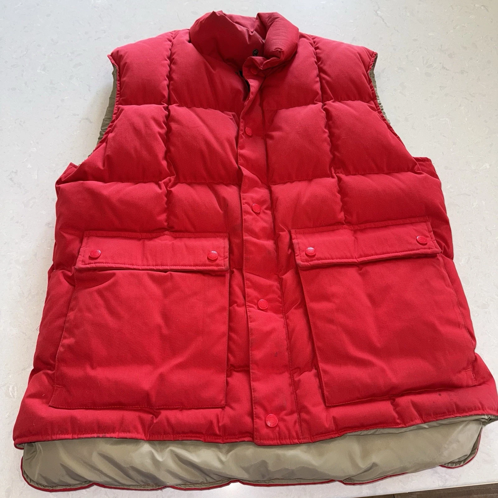 Vintage Eddie Bauer Puffer Vest Mens Sz L TallGoose Down Downlight Red Outdoors