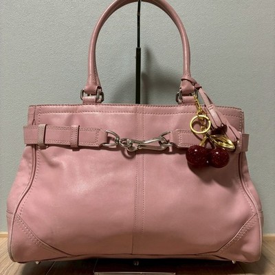 COACH F08A71 Vintage Hamptons Jackie Pink Leather Bag Cherry Charm Y2K