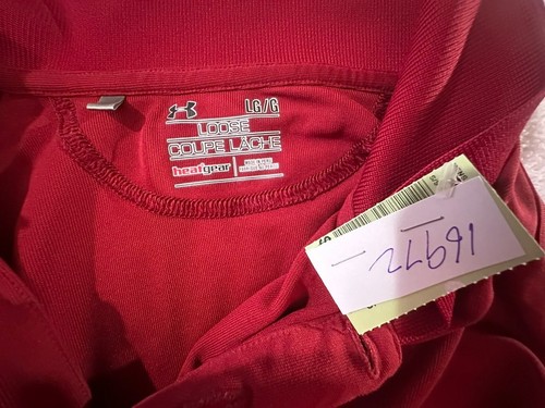 Under Armour heatgear loose men’s maroon L polo pull on polo stretch short sleev - Picture 3 of 4