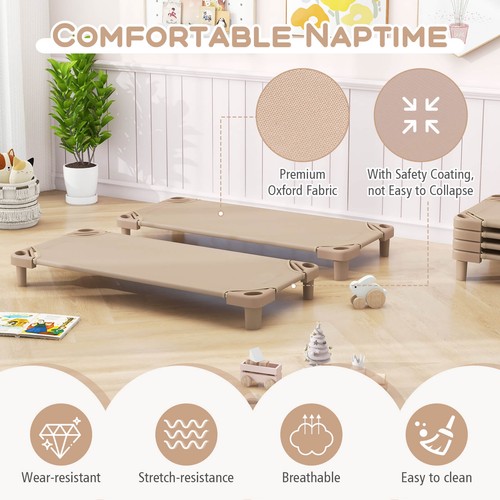 Pack of 6 Kids Stackable Naptime Cot 52" L x 23" W Daycare Rest Mat - Picture 6 of 8