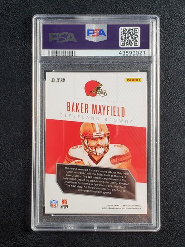 2018 Panini Absolute Baker Mayfield Introductions GOLD Rookie RC PSA 10 GEM MINT - Picture 2 of 2