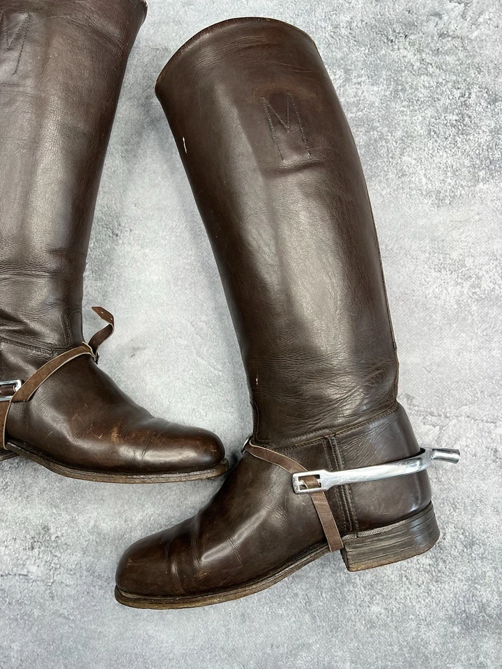 Botas de montar a caballo de caballería de cuero vintage de los años 50-70 talla 39 EE6022 vaquero del ejército Foto 2 de 4