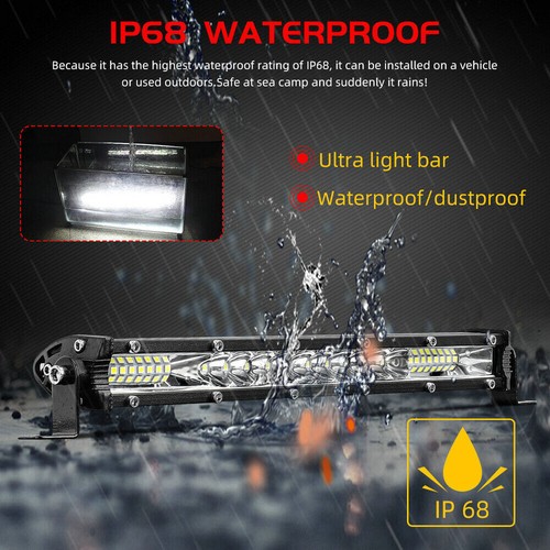 12inch LED Light Bar Spot Flood Combo for Truck SUV ATV Jeep Offroad Driving - Bild 9 von 12