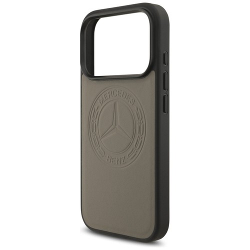 Mercedes iPhone 17 Pro Hülle Case MagSafe Genuine Leather Vintage Logo taupe - Bild 5 von 8