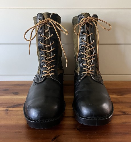 Vintage Vietnam US Jungle Combat Boots Mens Size 13 W Military Leather Canvas - Picture 5 of 13