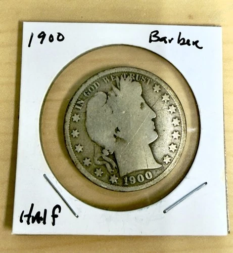 1900 Barber Half Dollar U.S. Coin, 90% Silver, Liberty Head