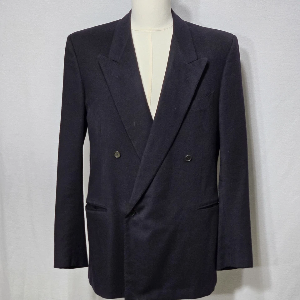 Gianfranco Ferre Blazer Jacket Mens cashmere Wool Double Breasted Navy Blue 42 - Image 3 of 4